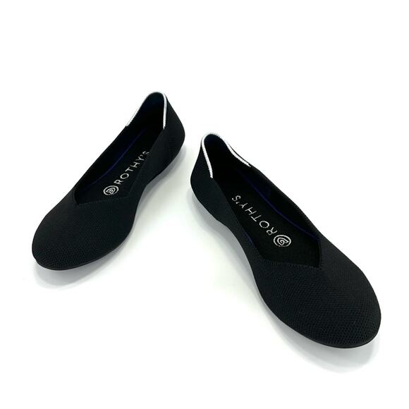 Rothy's Ballet Flats Size 7 Black Knit Eco-Friendly Sustainable Vegan Round-Toe - Picture 10 of 13